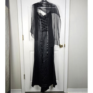 Chicas Fairycore Goth Corset Dress Size S Black Maxi USA Made Dark Vampire